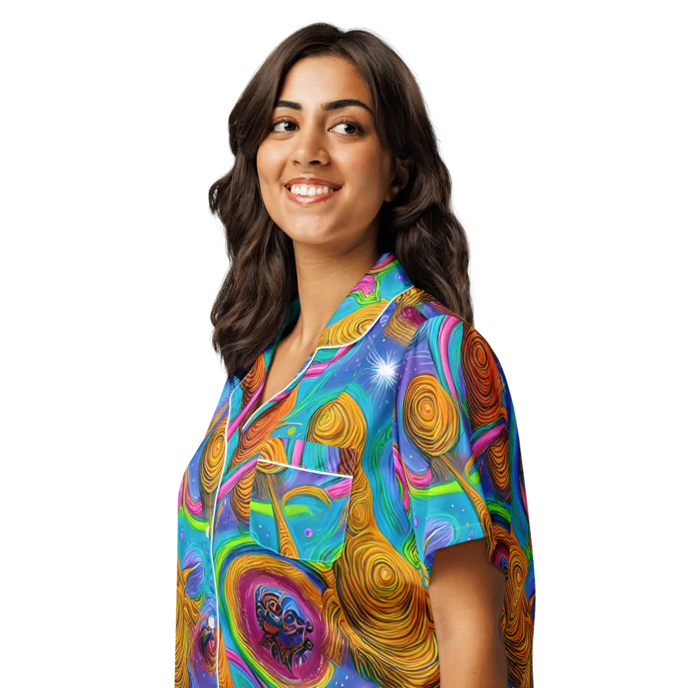 Turbulent Aura on Women's Short Sleeve Pajama Top — Left Front