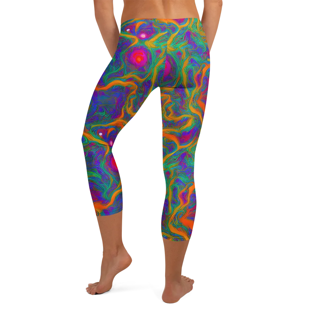 Neon Terrain on Capri Leggings — Back