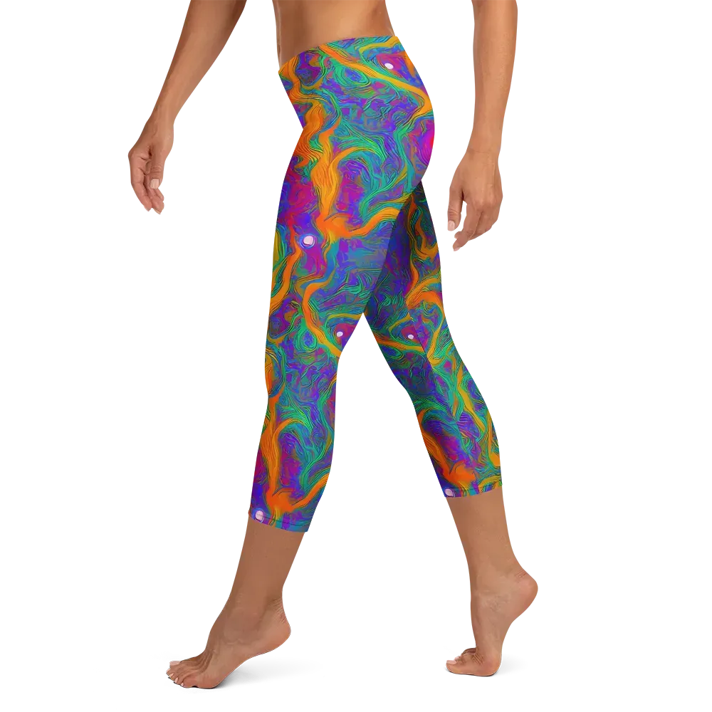 Neon Terrain on Capri Leggings — Left