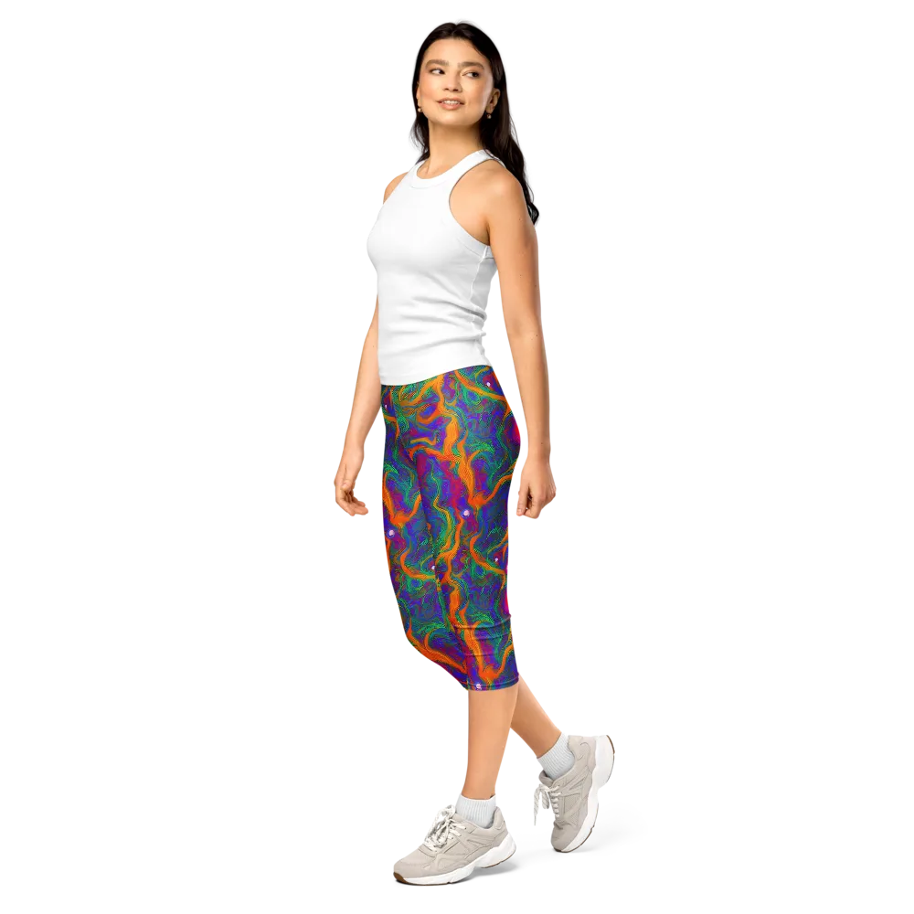 Neon Terrain on Capri Leggings — Left Front