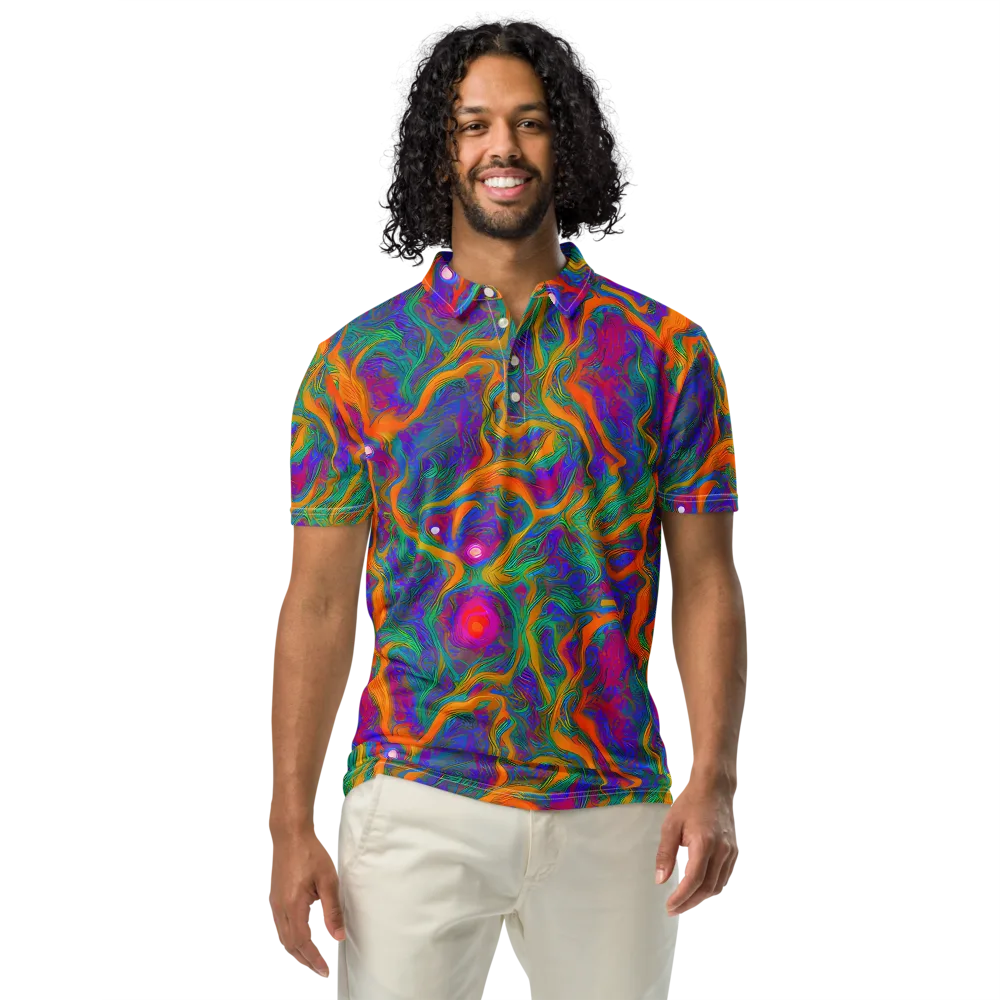 Neon Terrain on Men's Slim Fit Polo Shirt — Front