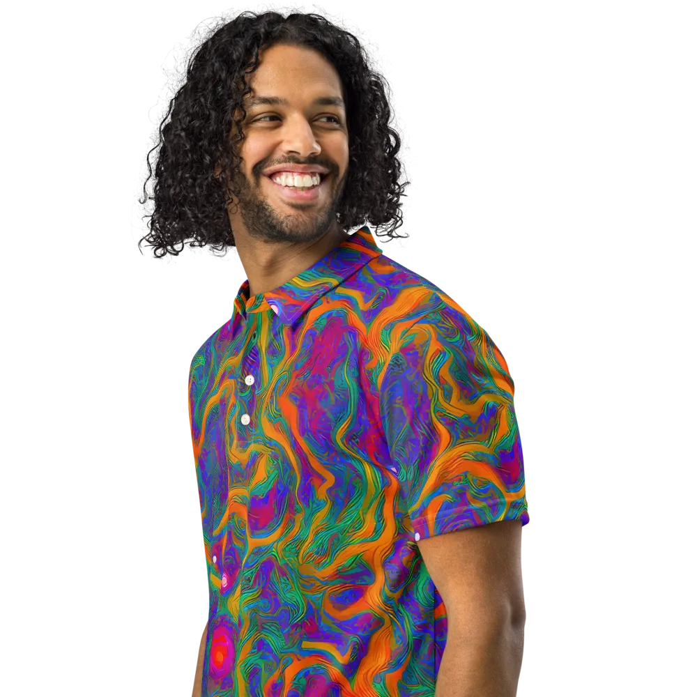 Neon Terrain on Men's Slim Fit Polo Shirt — Left Front