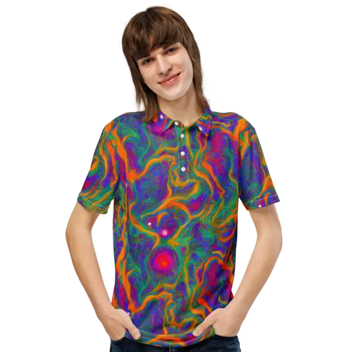 Neon Terrain on a Men's Slim Fit Polo Shirt
