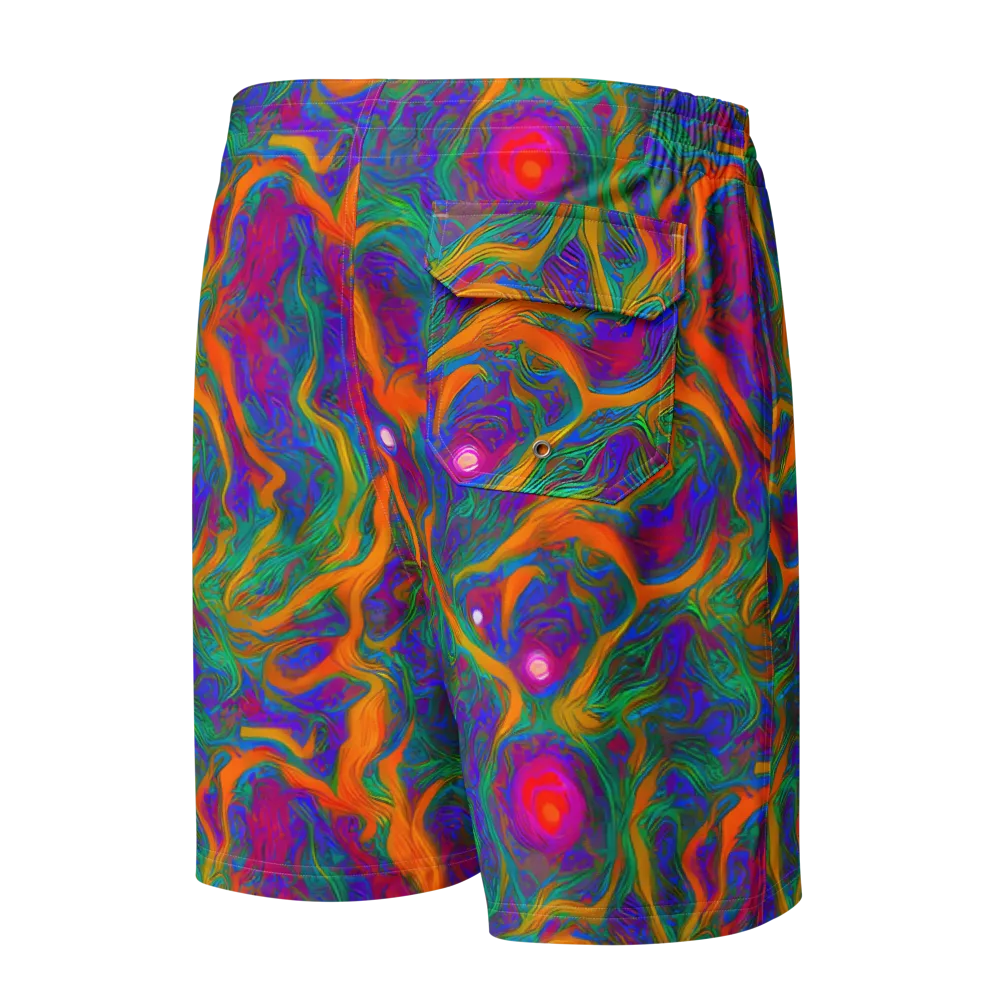 Neon Terrain on Men's Board Shorts — Back