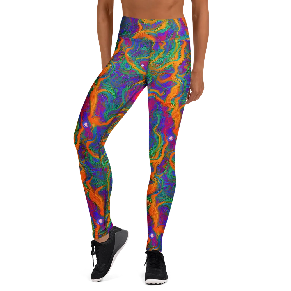 Neon Terrain on Yoga Leggings — Front