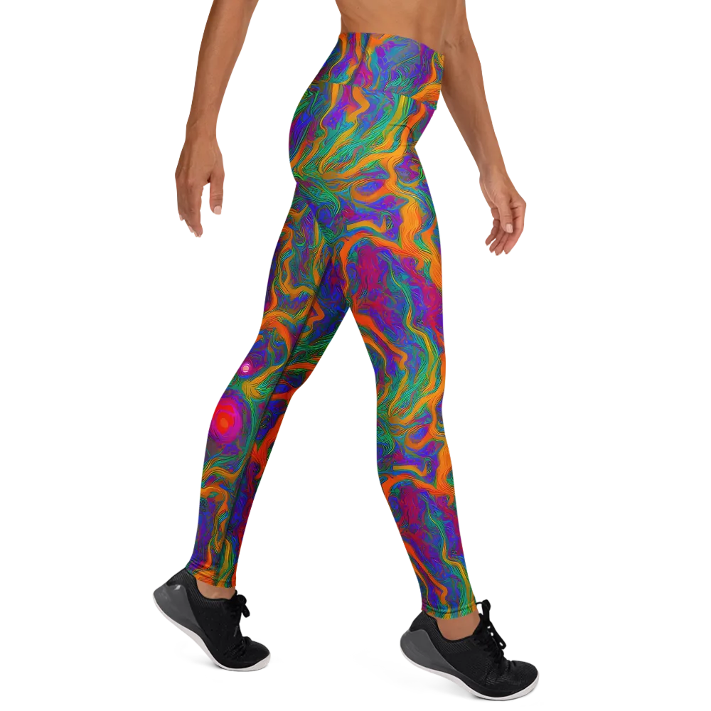 Neon Terrain on Yoga Leggings — Right
