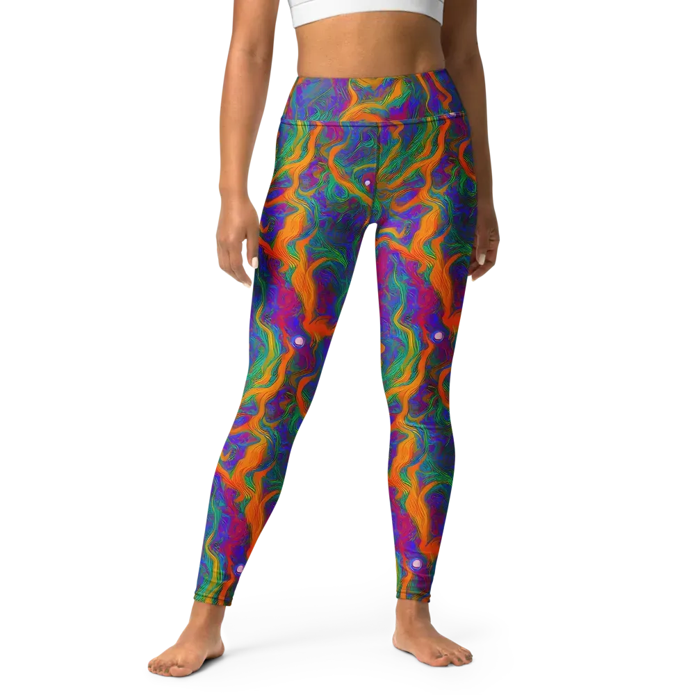 Neon Terrain on Yoga Leggings — Front