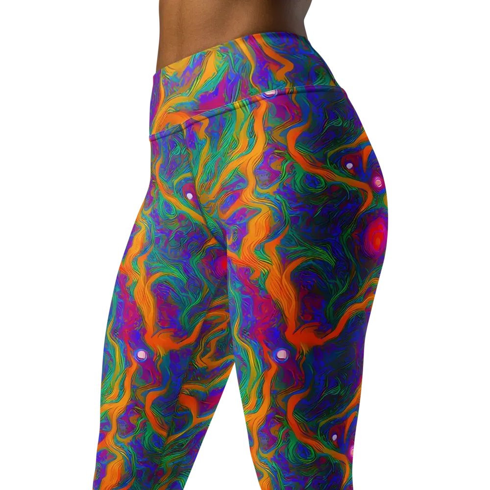 Neon Terrain on Yoga Leggings — Left Front