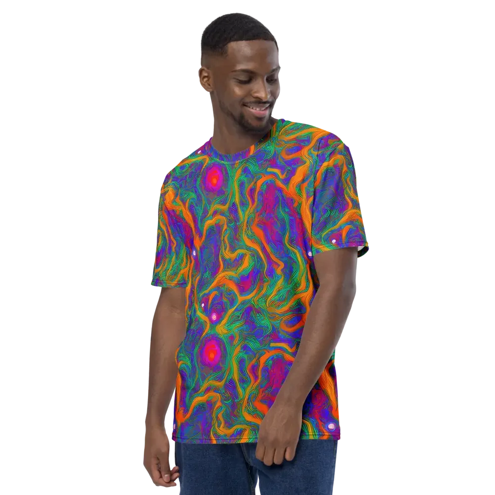 Neon Terrain on Men's Crew Neck T-Shirt — Left