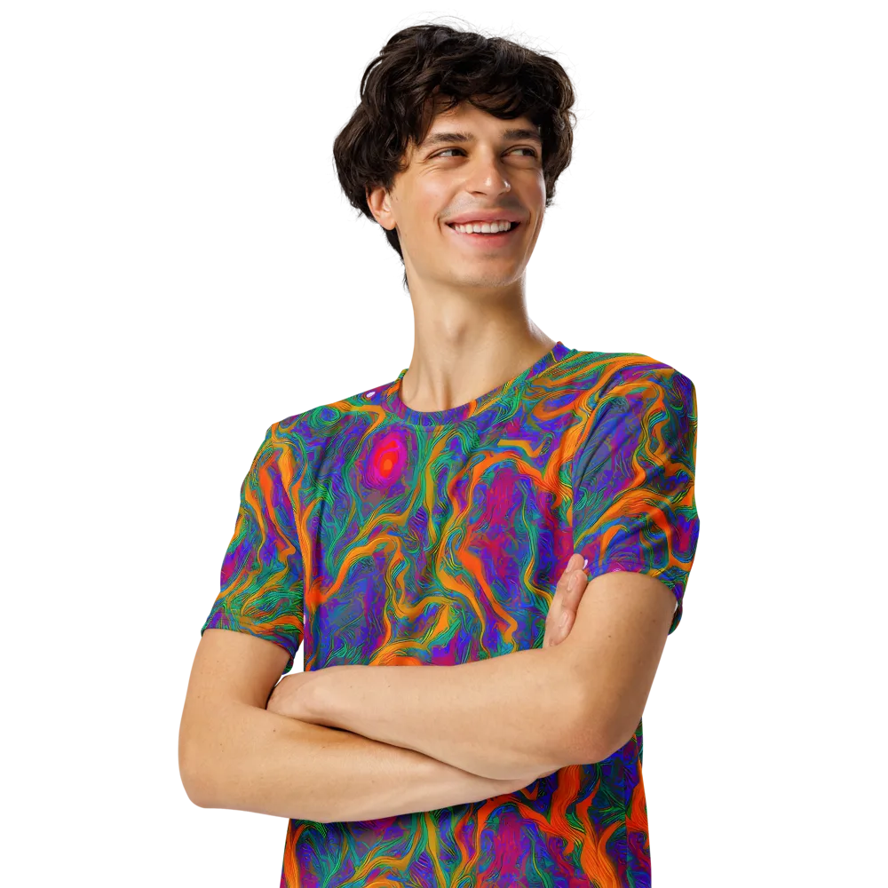 Neon Terrain on Men's Crew Neck T-Shirt — Left Front