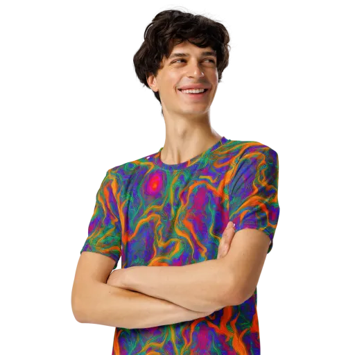 Neon Terrain on a Men's Crew Neck T-Shirt