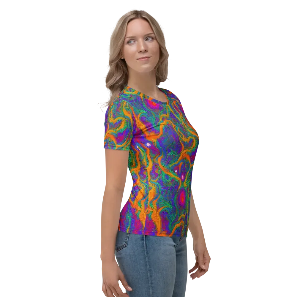 Neon Terrain on Women's Crew Neck T-Shirt — Right