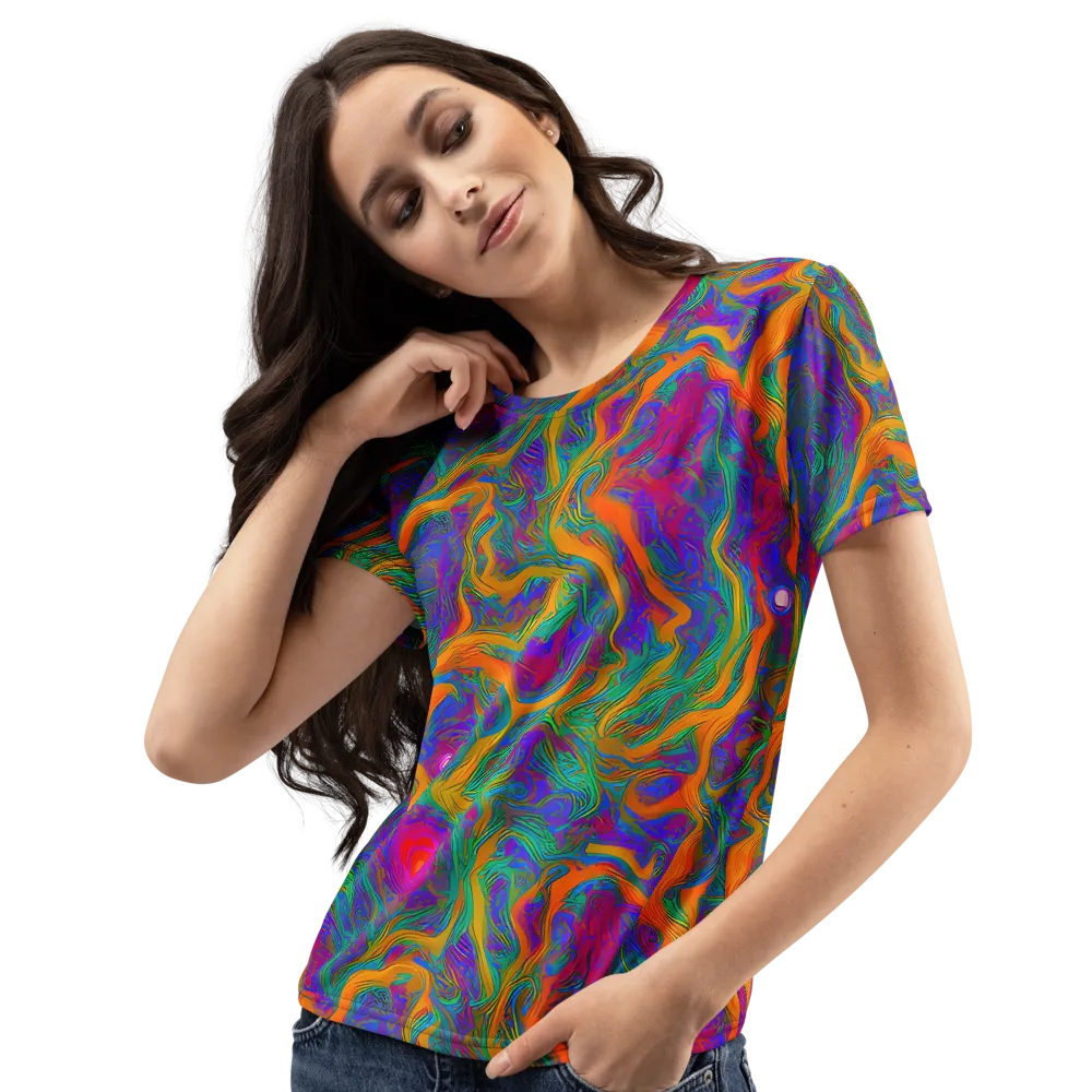 Neon Terrain on Women's Crew Neck T-Shirt — Left Front