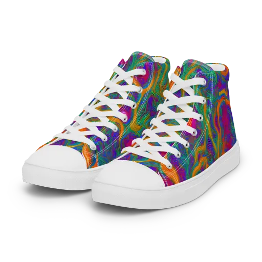 Neon Terrain on a Women's High Top Canvas Shoes