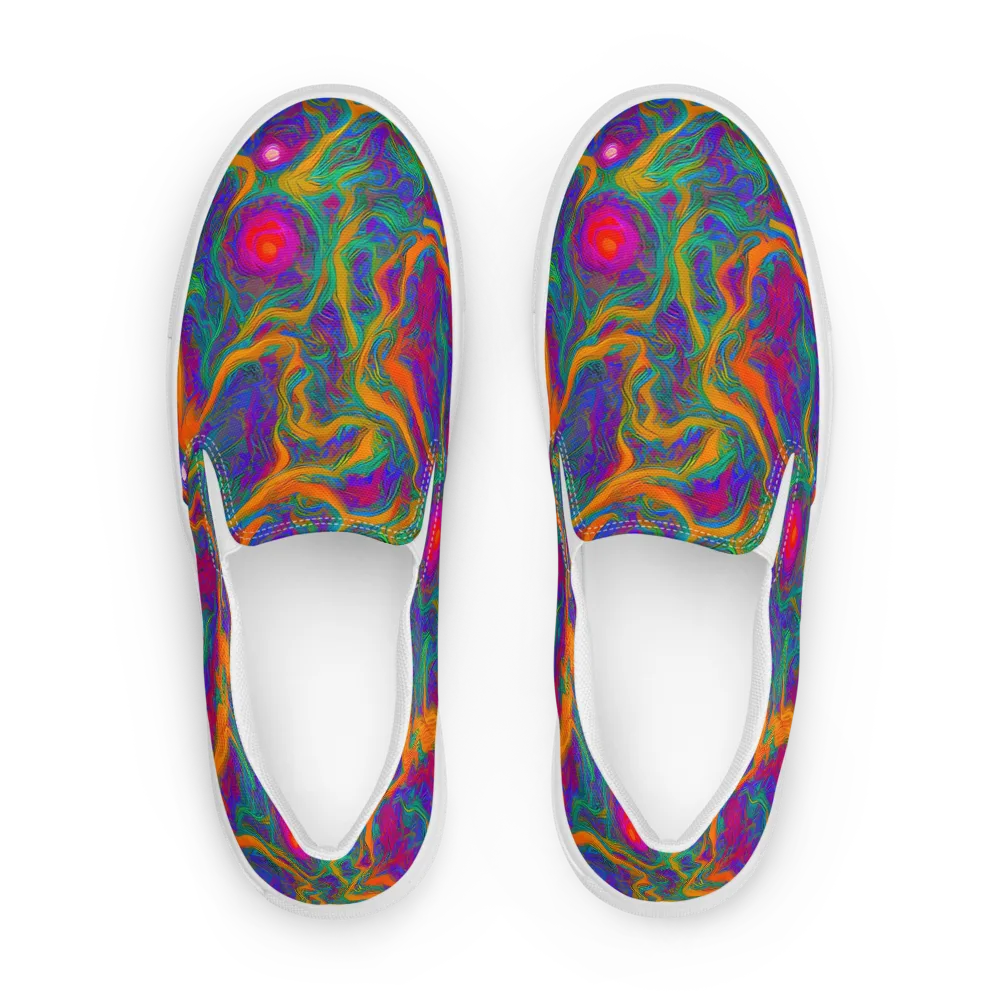 Neon Terrain on Men's Slip-On Canvas Shoes — Front