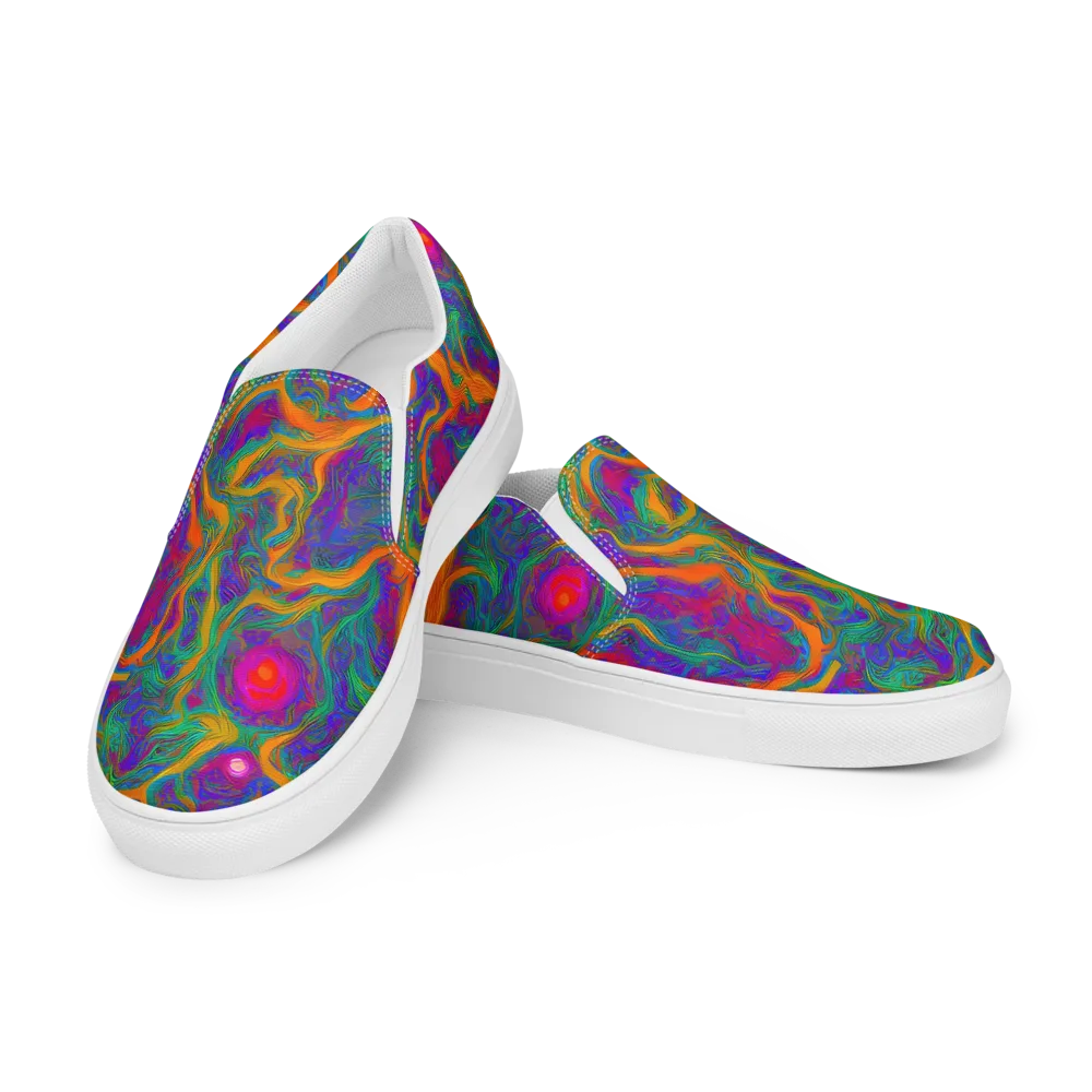 Neon Terrain on Men's Slip-On Canvas Shoes — Left Front