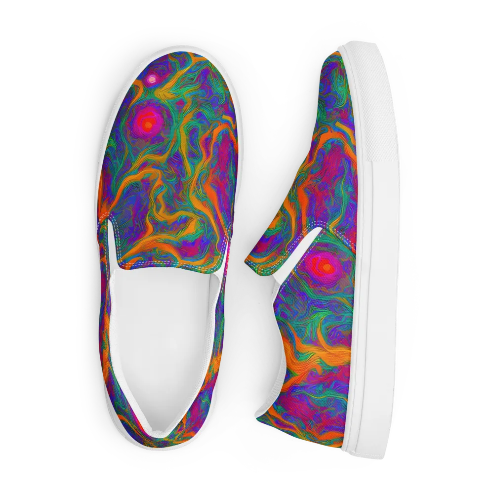 Neon Terrain on Men's Slip-On Canvas Shoes — Front