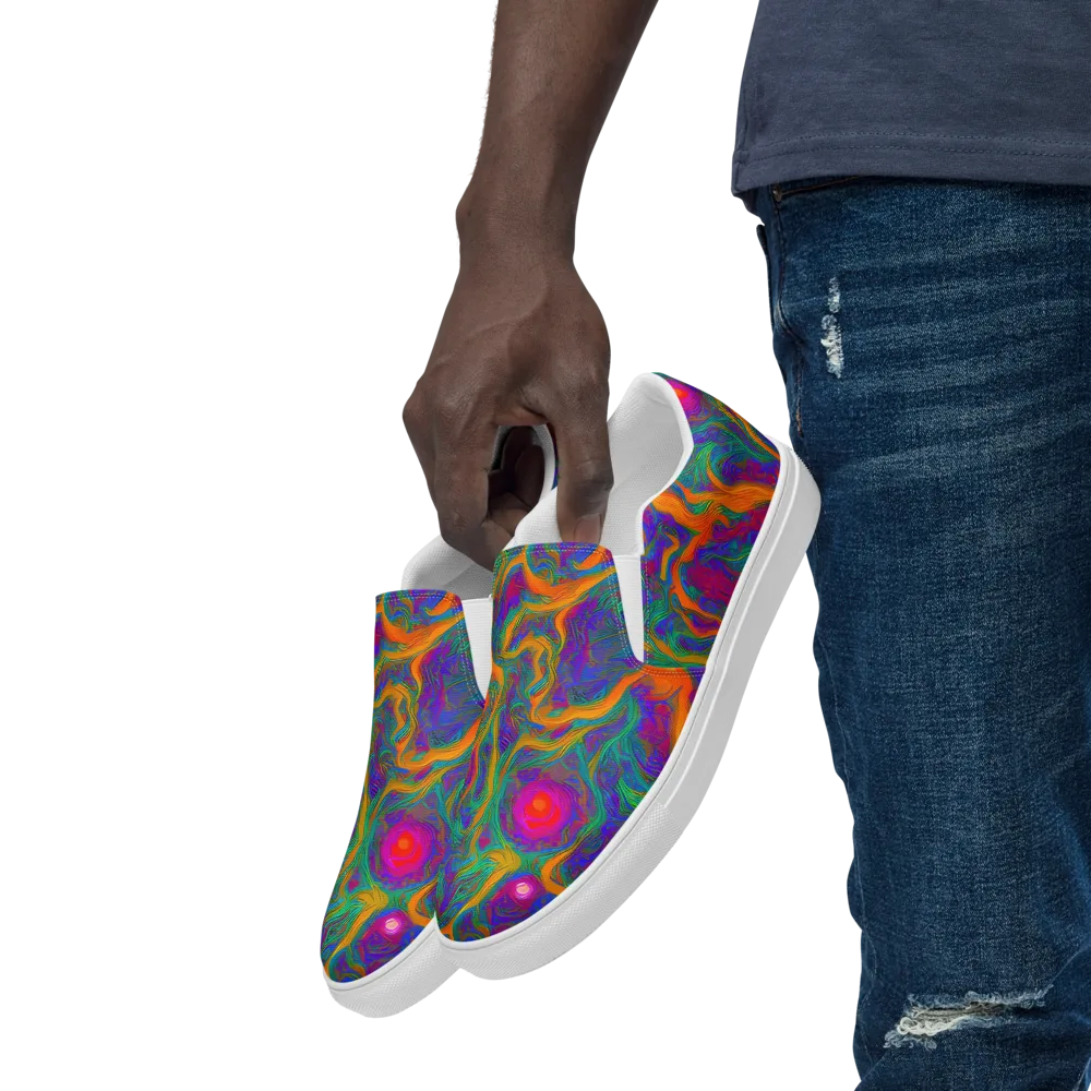 Neon Terrain on Men's Slip-On Canvas Shoes — Left Front