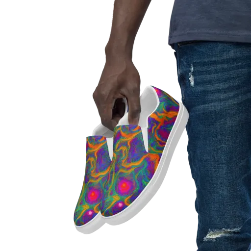 Neon Terrain on a Men's Slip-On Canvas Shoes