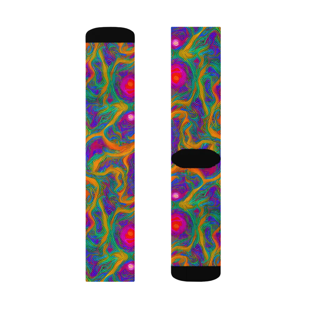 Neon Terrain on Socks — Right Sock