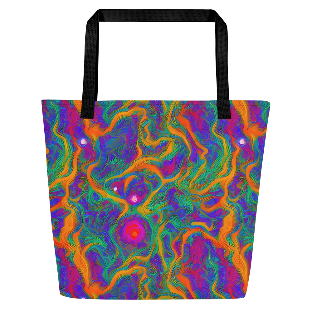 Neon Terrain on Large Tote Bag W/ Pocket — Front