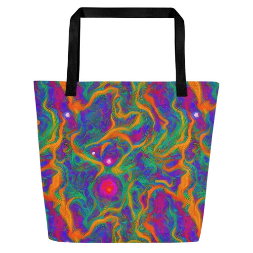 Neon Terrain on a Large Tote Bag W/ Pocket