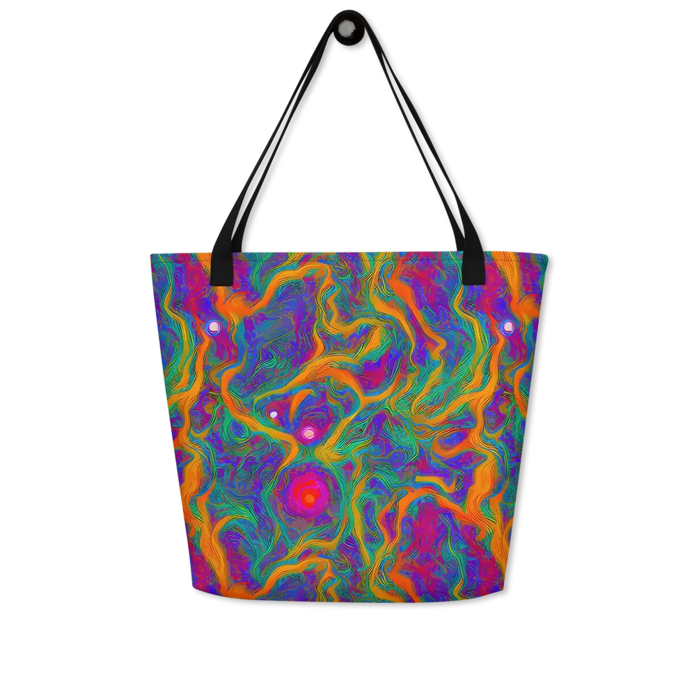 Neon Terrain on Large Tote Bag W/ Pocket — Front