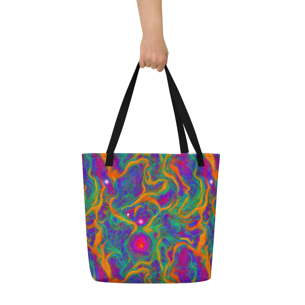 Neon Terrain on Large Tote Bag W/ Pocket — Front