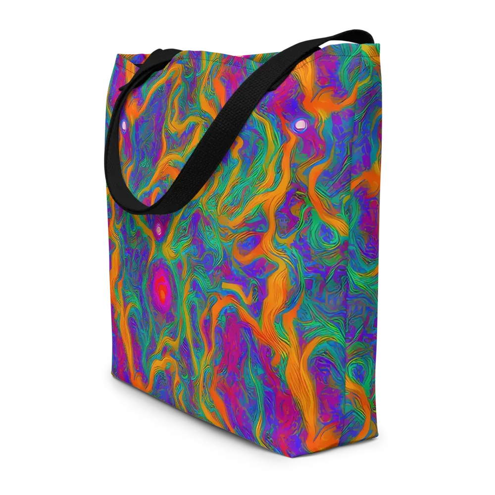 Neon Terrain on Large Tote Bag W/ Pocket — Front