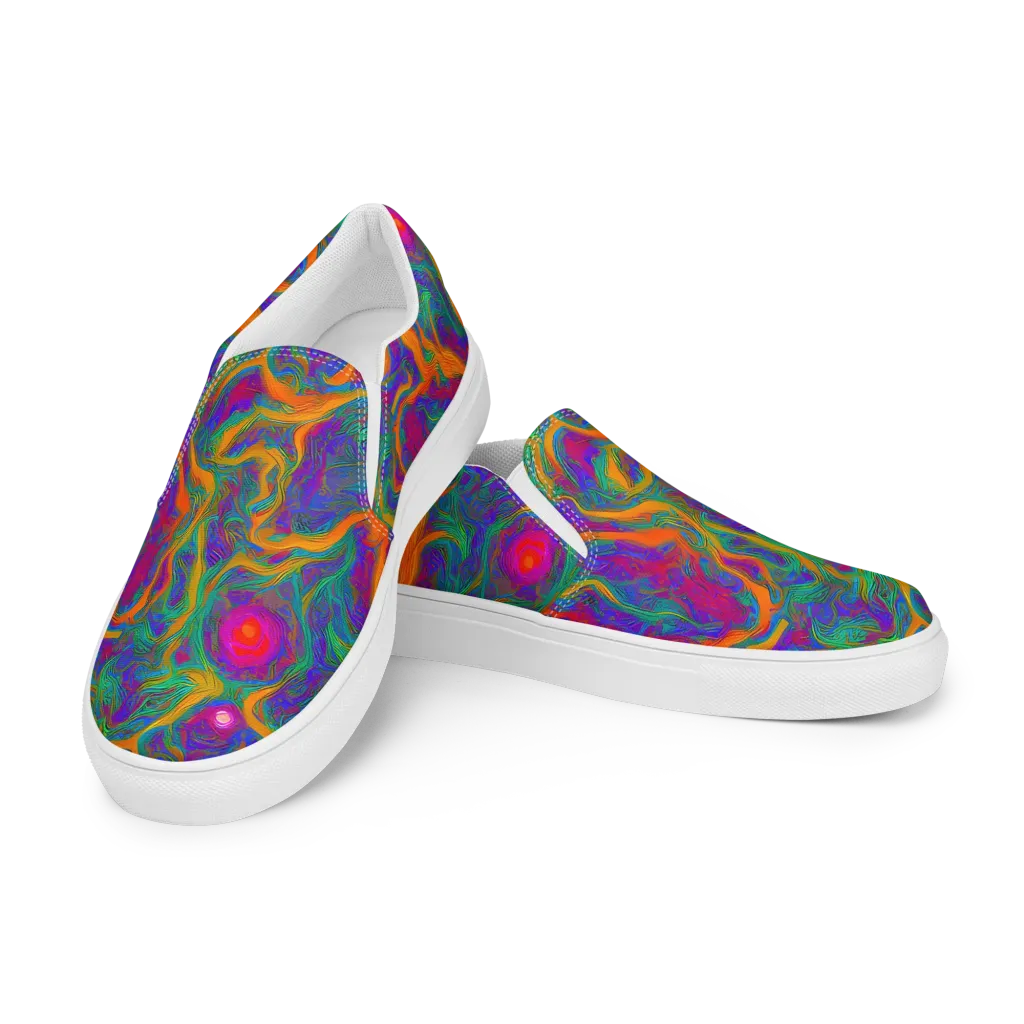 Neon Terrain on Women's Slip-On Canvas Shoes — Left Front