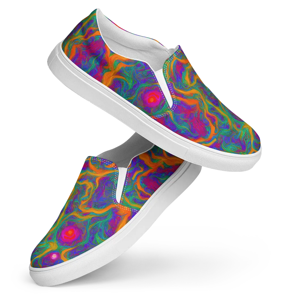 Neon Terrain on Women's Slip-On Canvas Shoes — Front