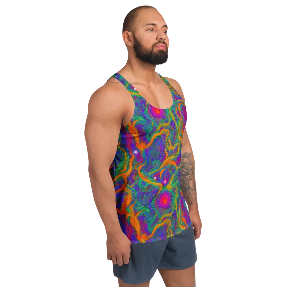 Neon Terrain on Men's Tank Top — Right Front