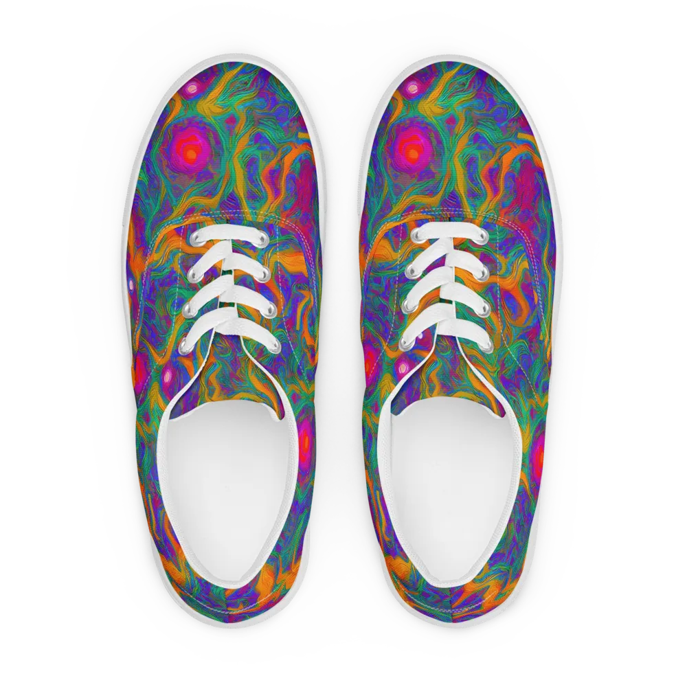 Neon Terrain on Men's Lace-Up Canvas Shoes — Front