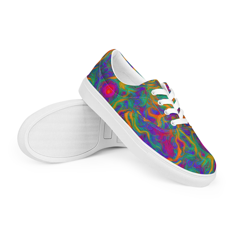 Neon Terrain on Men's Lace-Up Canvas Shoes — Right Front