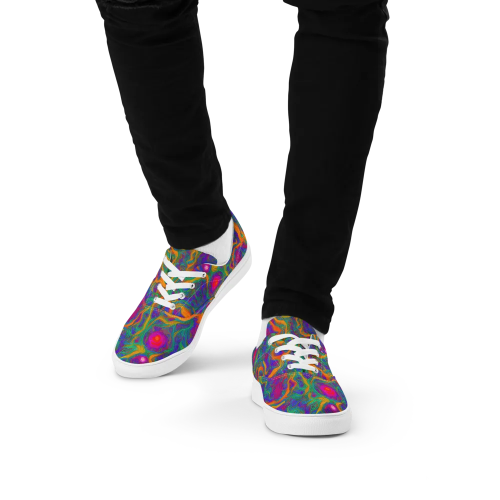 Neon Terrain on Men's Lace-Up Canvas Shoes — Front