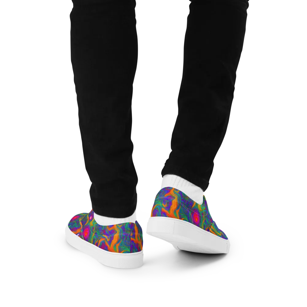 Neon Terrain on Men's Lace-Up Canvas Shoes — Back