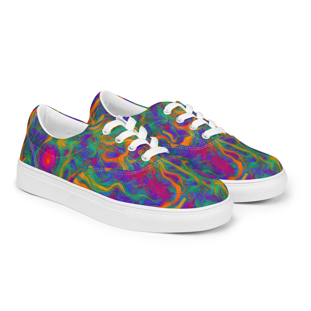 Neon Terrain on Men's Lace-Up Canvas Shoes — Right Front