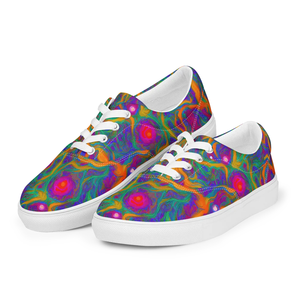 Neon Terrain on Men's Lace-Up Canvas Shoes — Left Front