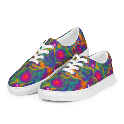Neon Terrain on a Men's Lace-Up Canvas Shoes