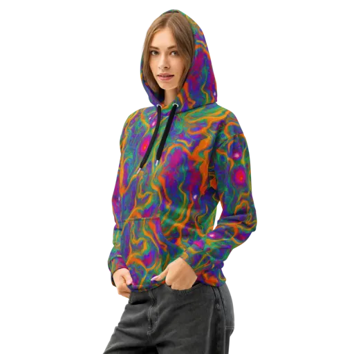 Neon Terrain on a Cotton Hoodie
