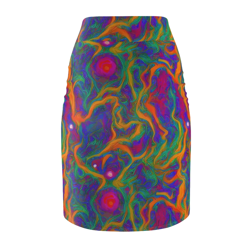 Neon Terrain on Pencil Skirt — Back