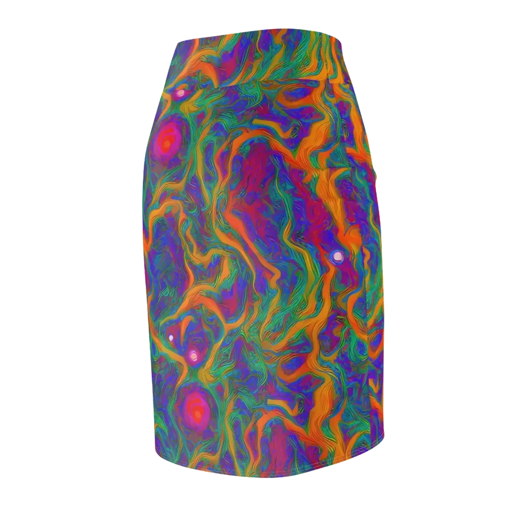 Neon Terrain on Pencil Skirt — Back Side
