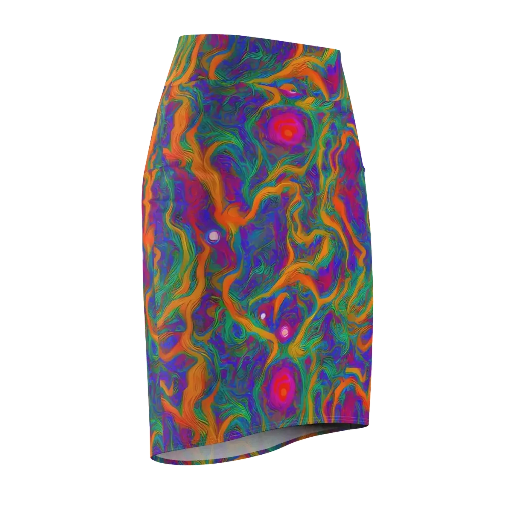 Neon Terrain on Pencil Skirt — Front Side