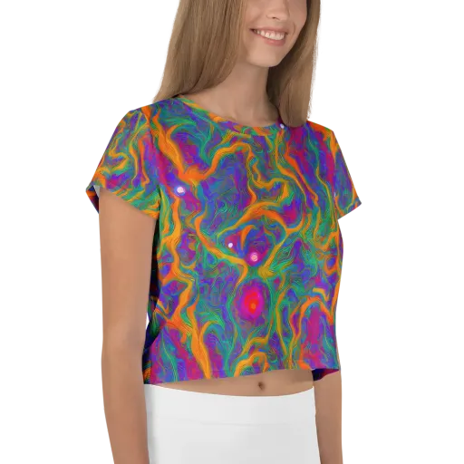 Neon Terrain on a Crop Tee