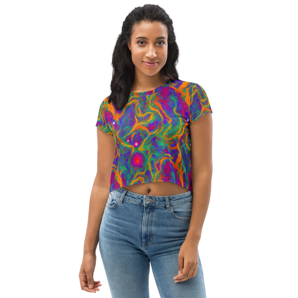 Neon Terrain on Crop Tee — Front