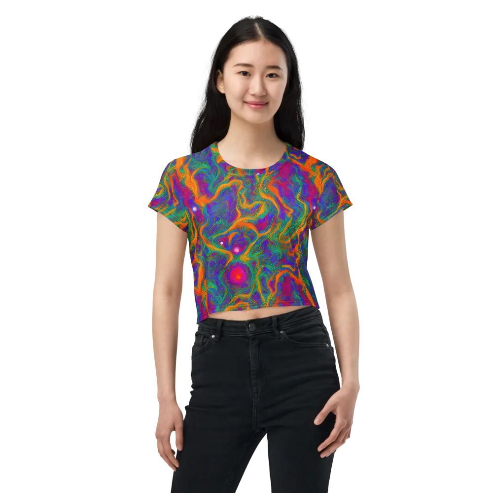 Neon Terrain on Crop Tee — Front