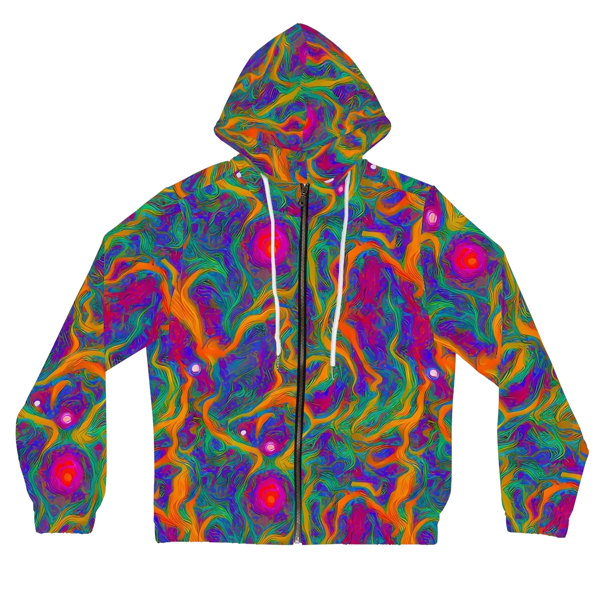 Neon Terrain on Women's Full-Zip Hoodie — Front