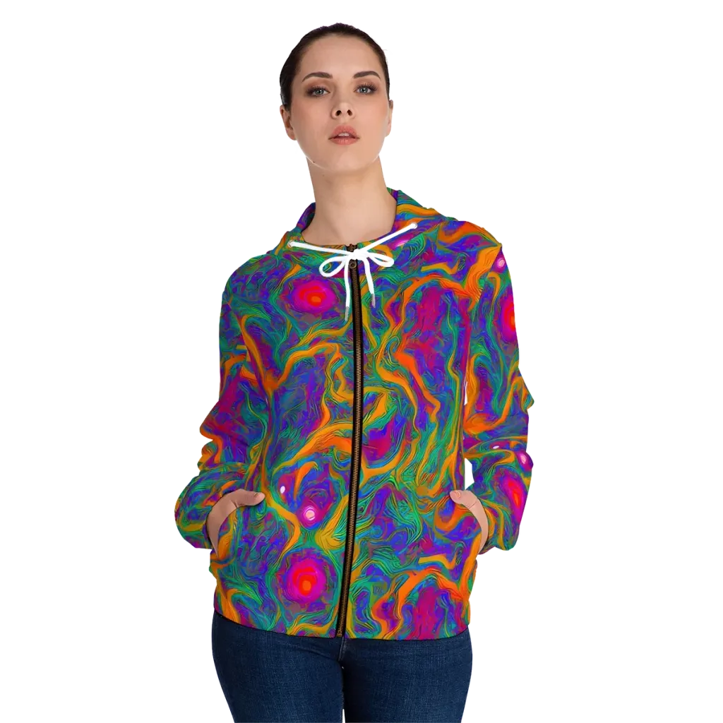 Neon Terrain on Women's Full-Zip Hoodie — Front On Person