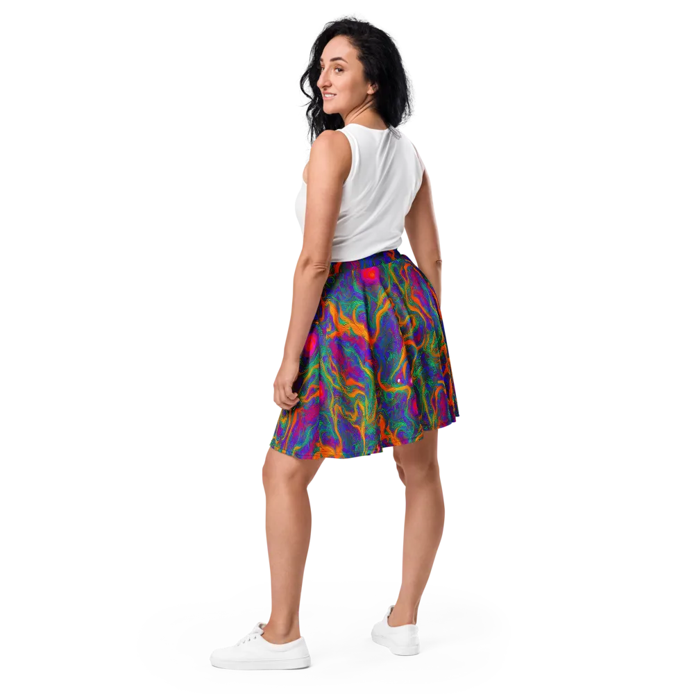 Neon Terrain on Skater Skirt — Back