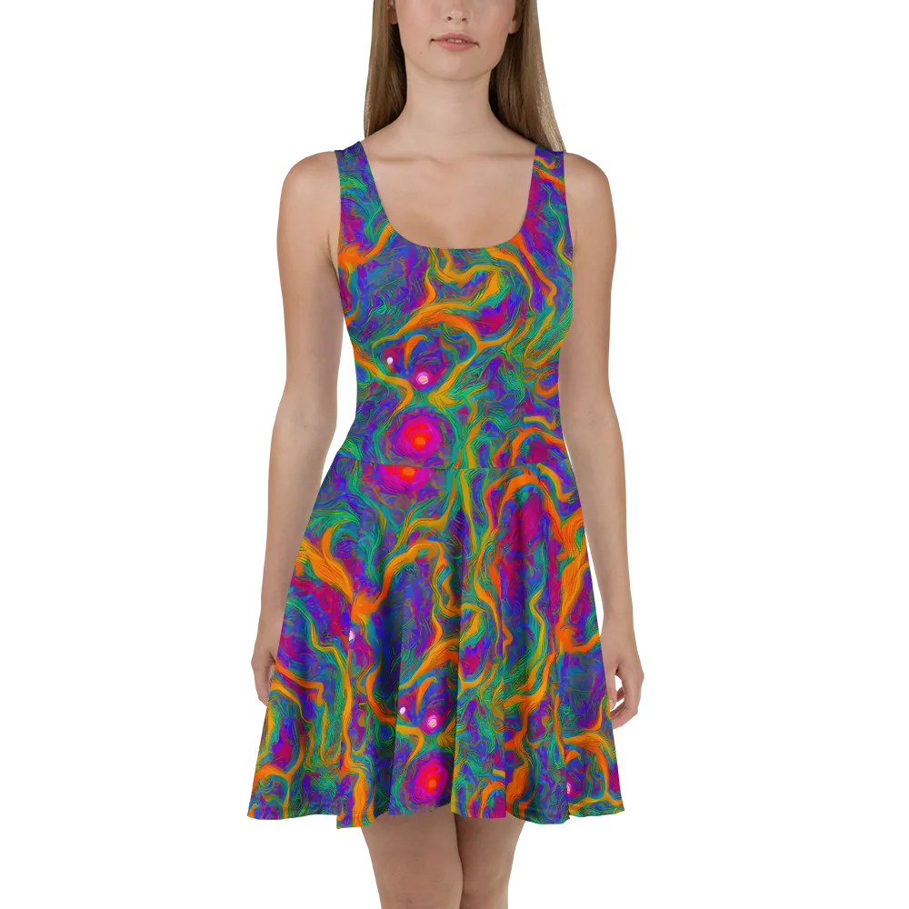 Neon Terrain on Skater Dress — Front